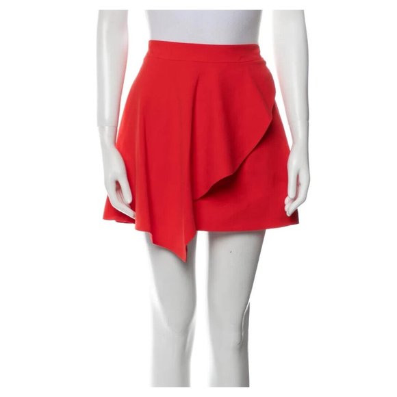 Alice + Olivia Asymmetrical Ruffle Mini Skirt | High-Waisted Nicky Skirt - Picture 3 of 7